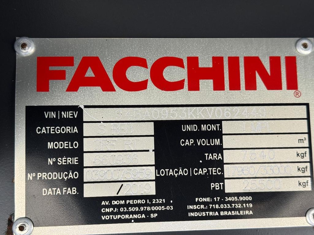 SR FACCHINI SRF RT – Cinza – 2019 de TB Trucks Caminhões no Paraná