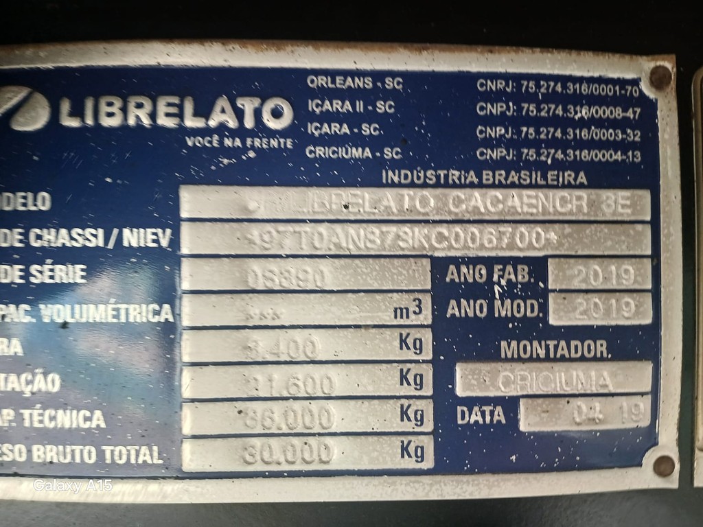 Carreta SEMI-REBOQUE GRANELEIRO Librelato ANO 2019 1+1+1 Vanderleia de Rodocatarina Implementos LTDA na Santa Catarina