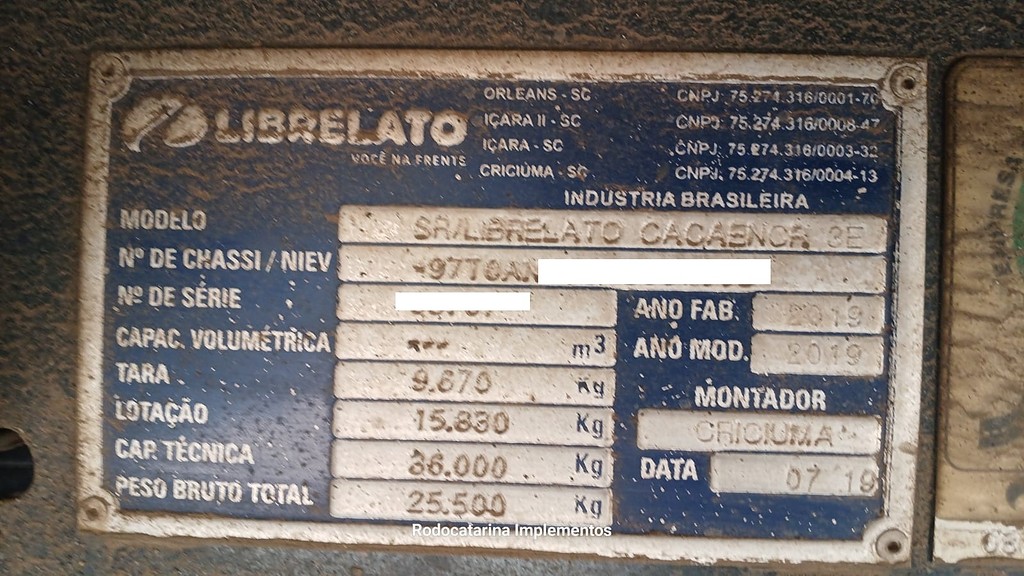 Carreta SEMI-REBOQUE GRANELEIRO Librelato ANO 2019 3 Eixos de Rodocatarina Implementos LTDA na Santa Catarina