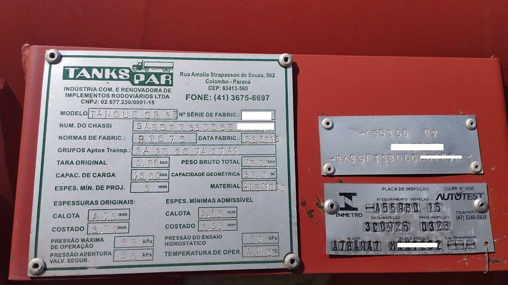 Carreta SEMI-REBOQUE TANQUE ACO Outra ANO 2013 3 Eixos de Rodocatarina Implementos LTDA na Santa Catarina