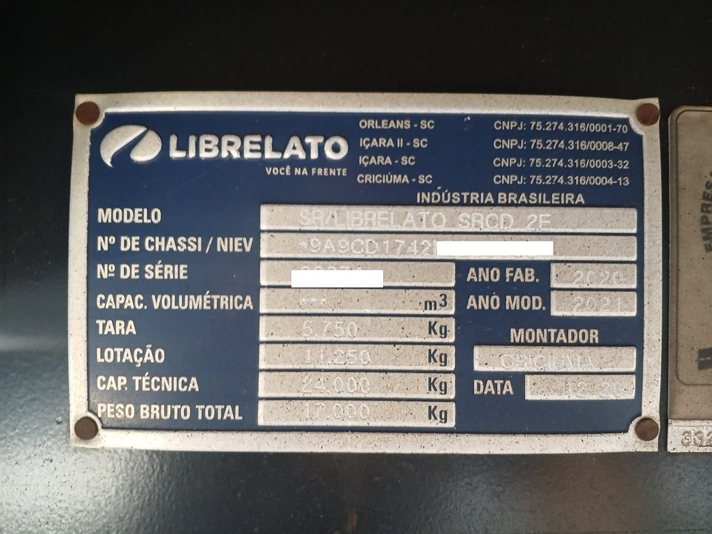 Carreta BITREM GRANELEIRO Librelato ANO 2021 4 Eixos de Rodocatarina Implementos LTDA na Santa Catarina