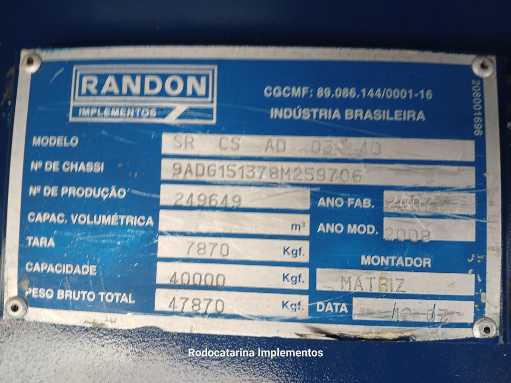 Carreta SEMI-REBOQUE CARGA SECA Randon ANO 2008 1+1+1 Vanderleia de Rodocatarina Implementos LTDA na Santa Catarina