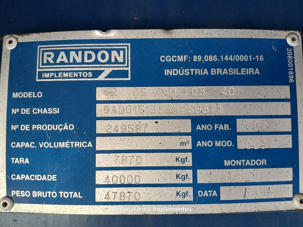 Carreta SEMI-REBOQUE CARGA SECA Randon ANO 2008 1+1+1 Vanderleia de Rodocatarina Implementos LTDA na Santa Catarina