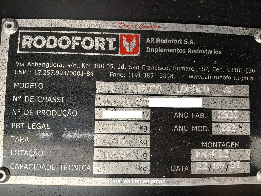 Carreta SEMI-REBOQUE BAU SIDER Rodofort ANO 2024 3 Eixos de Rodocatarina Implementos LTDA na Santa Catarina