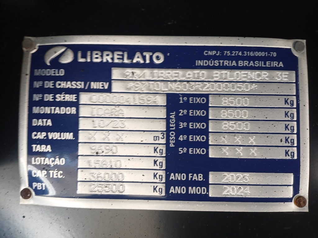 Carreta SEMI-REBOQUE BAU SIDER Librelato ANO 2024 3 Eixos de Rodocatarina Implementos LTDA na Santa Catarina