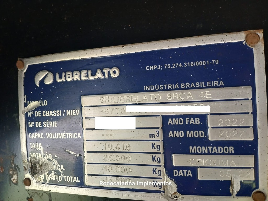 Carreta SEMI-REBOQUE GRANELEIRO Librelato ANO 2022 4 Eixos de Rodocatarina Implementos LTDA na Santa Catarina