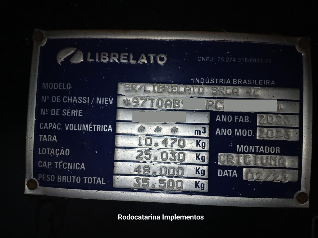 Carreta SEMI-REBOQUE GRANELEIRO Librelato ANO 2023 4 Eixos de Rodocatarina Implementos LTDA na Santa Catarina