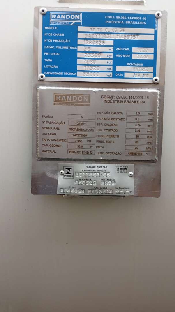 Carreta BITREM 9 EIXOS TANQUE AÇO Randon ANO 2020 9 Eixos de Rodo Serra Caminhões na Santa Catarina