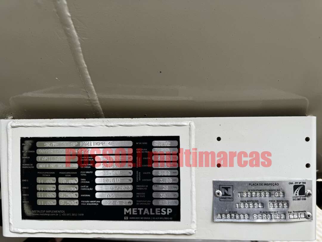 Carreta SEMI-REBOQUE TANQUE ACO Metalesp ANO 2023 4 Eixos de Possoli Multimarcas no Paraná
