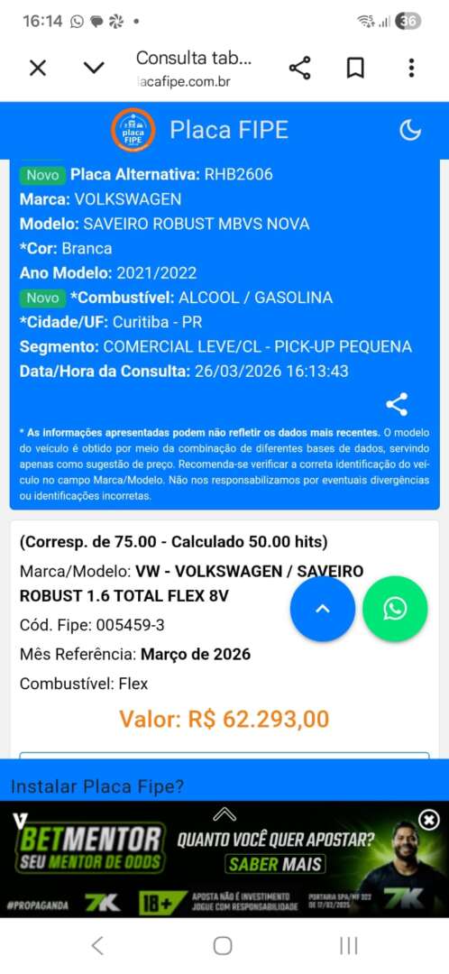 UTILITÁRIO VOLKSWAGEN SAVEIRO Carroceria ANO 2022 de Durau e Stoco Comercio de Caminhões LTDA no Paraná