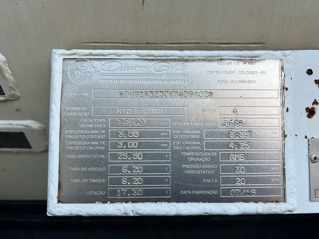 Carreta BITREM 9 EIXOS TANQUE AÇO Gotti ANO 2019 9 Eixos de Rodolima Caminhoes no Paraná