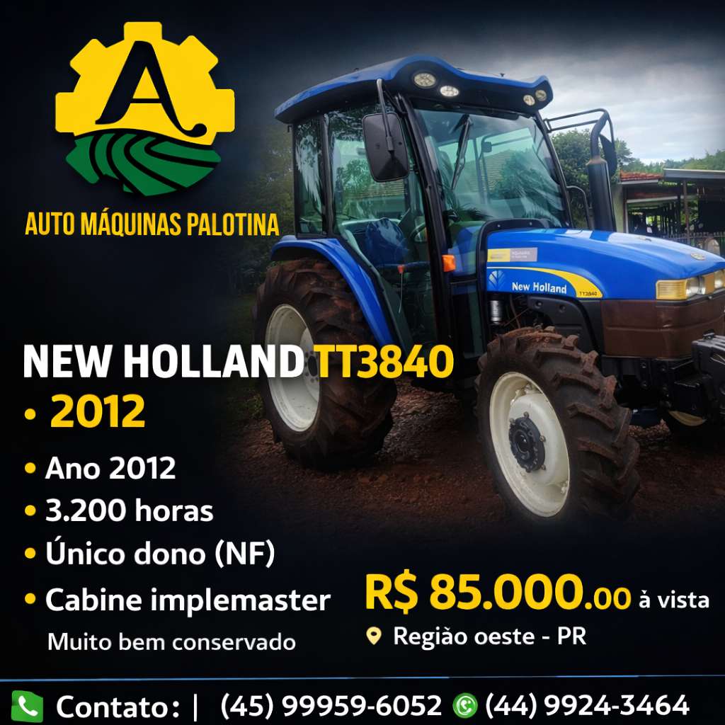 TRATOR NEW HOLLAND NEW TT 3840 ANO 2012 de Auto Máquinas Palotina no Paraná