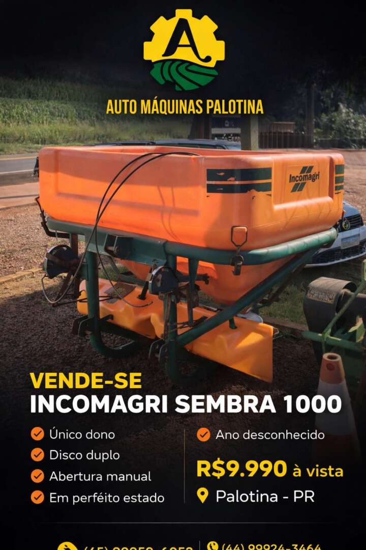 IMPLEMENTOS AGRICOLAS DISTRIBUIDOR FERTILIZANTES DISCO DUPLO ANO 2010 de Auto Máquinas Palotina no Paraná