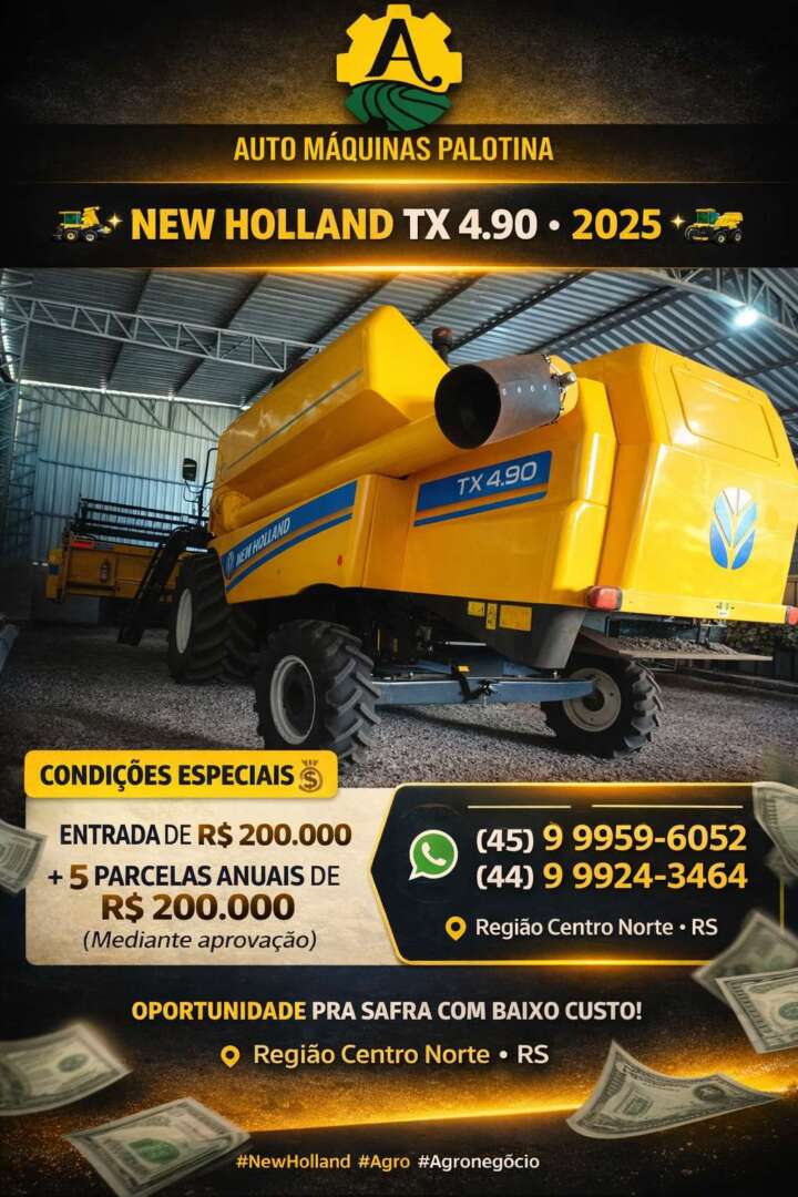COLHEITADEIRA NEW HOLLAND TX 4.90 ANO 2025 de Auto Máquinas Palotina no Paraná