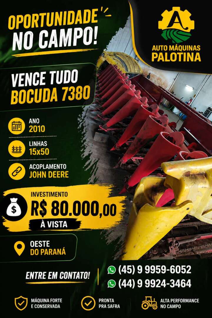 PLATAFORMA COLHEITADEIRA VENCE TUDO VENCE TUDO ANO 2010 de Auto Máquinas Palotina no Paraná