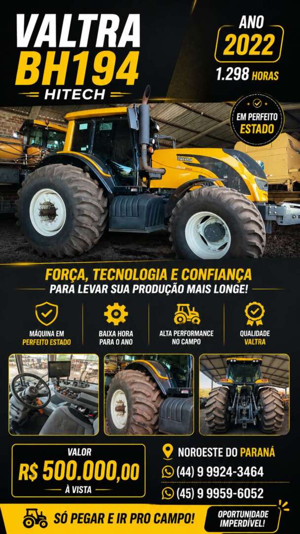 TRATOR VALTRA VALTRA BH 194 HiTech ANO 2022 de Auto Máquinas Palotina no Paraná