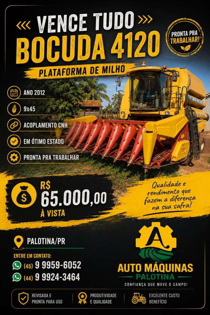 PLATAFORMA COLHEITADEIRA VENCE TUDO BOCUDA 4120 ANO 2012 de Auto Máquinas Palotina no Paraná