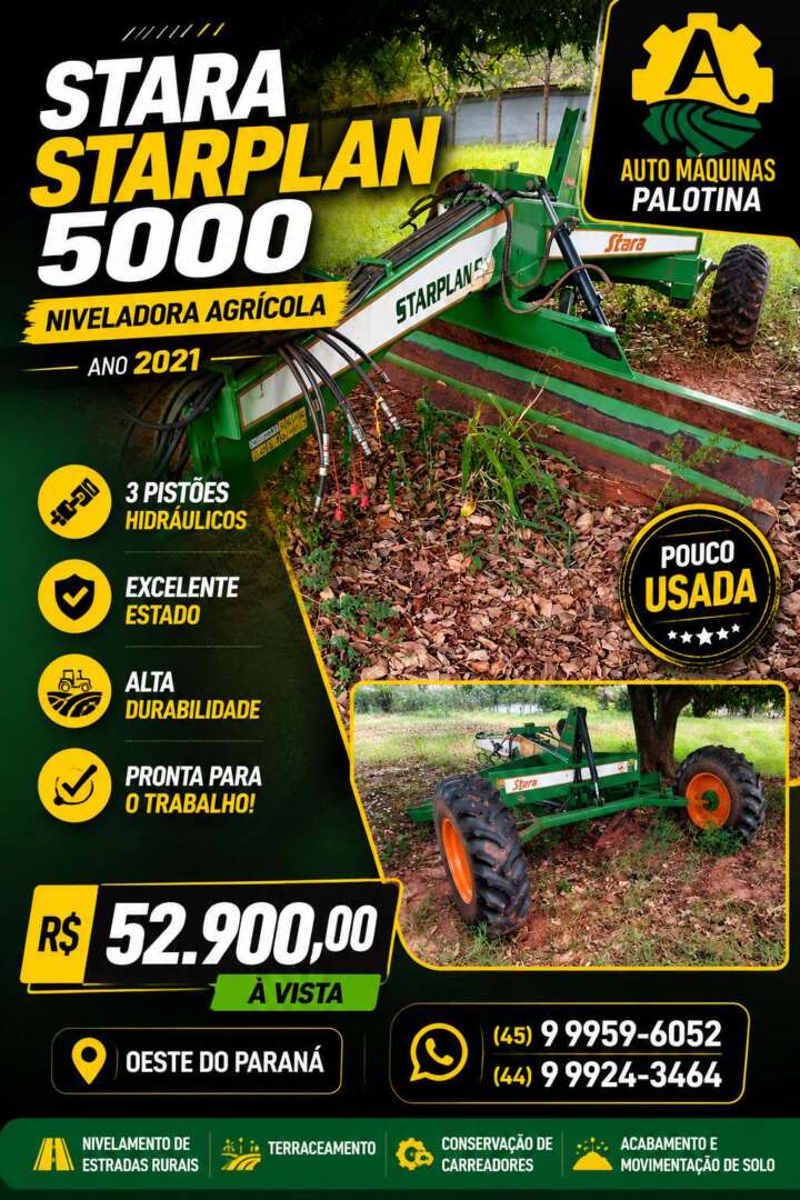 IMPLEMENTOS AGRICOLAS PLAINA NIVELADORA PLAINA DE ARRASTO ANO 2021 de Auto Máquinas Palotina no Paraná