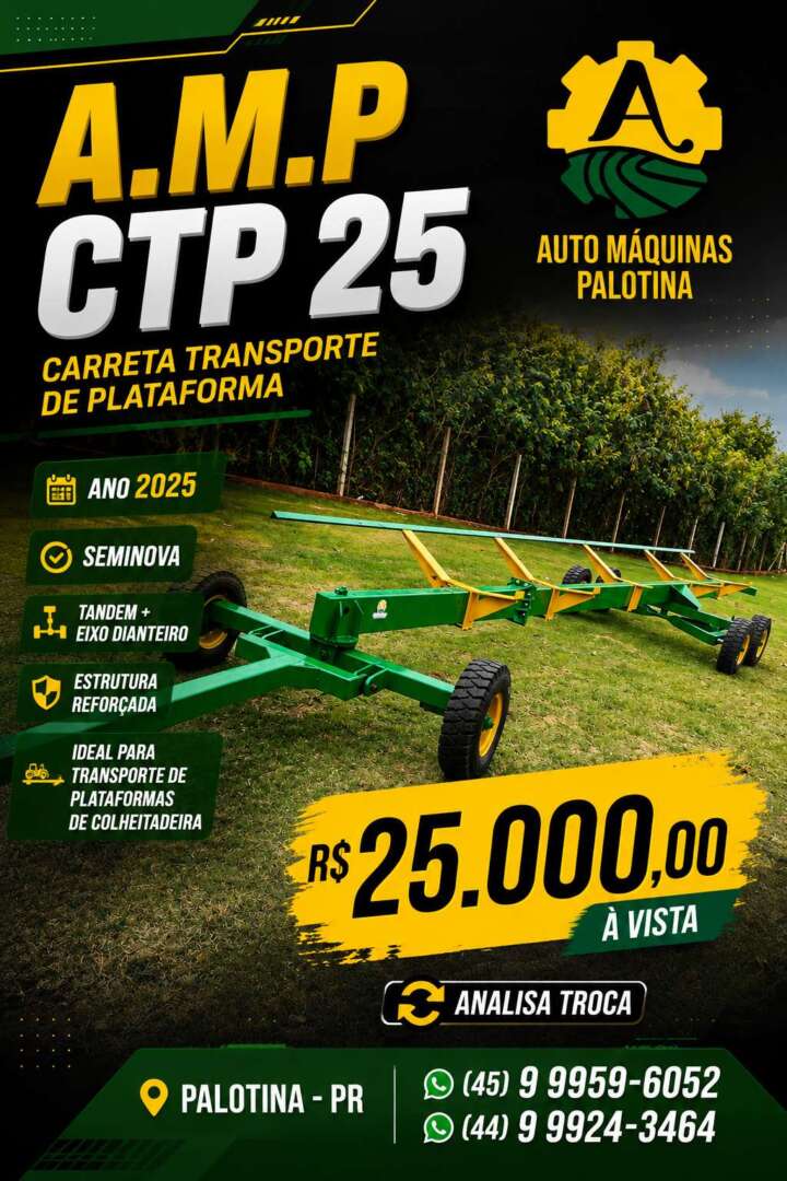 IMPLEMENTOS AGRICOLAS CARRETA AGRÍCOLA TRANSPORTE MAQUINAS ANO 2025 de Auto Máquinas Palotina no Paraná