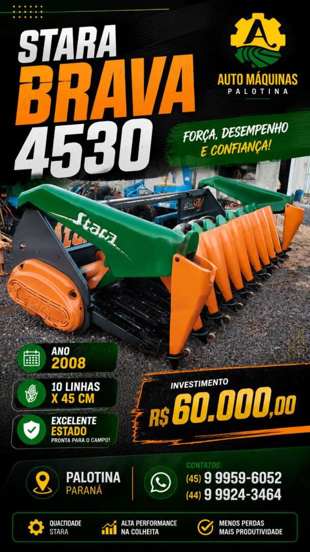 PLATAFORMA COLHEITADEIRA STARA BRAVA 4530 ANO 2008 de Auto Máquinas Palotina no Paraná