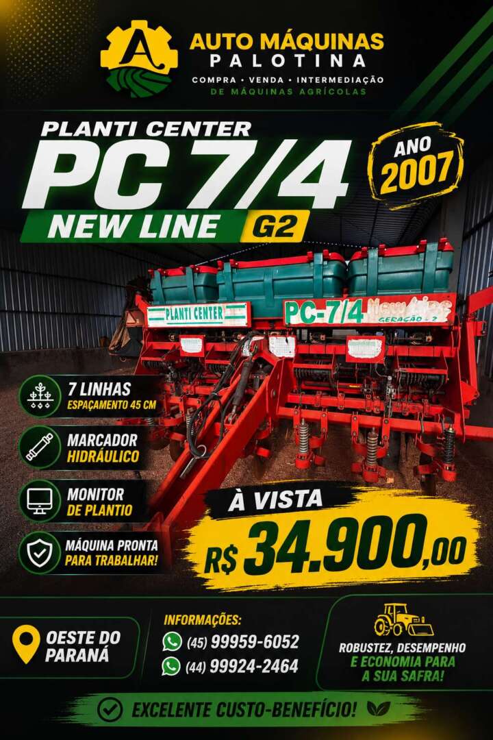 PLANTADEIRA PLANTI CENTER NEW LINE PC 7 ANO 2007 de Auto Máquinas Palotina no Paraná