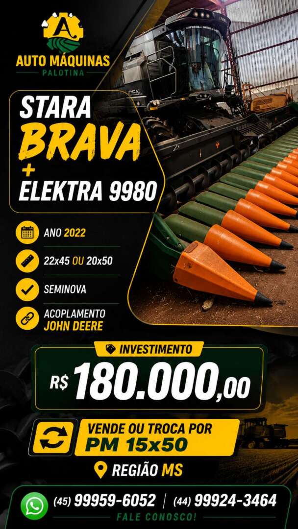 PLATAFORMA COLHEITADEIRA STARA BRAVA 9980 ANO 2022 de Auto Máquinas Palotina no Paraná