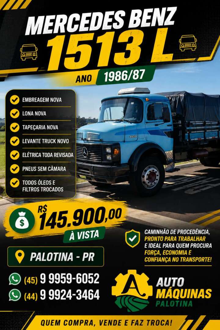 Caminhão MERCEDES BENZ MB 1513 Graneleiro ANO 1987 de Auto Máquinas Palotina no Paraná