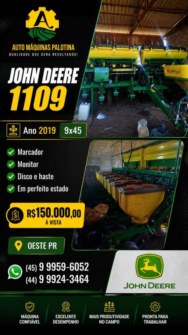 PLANTADEIRA JOHN DEERE PLANTADEIRAS 1109 ANO 2019 de Auto Máquinas Palotina no Paraná