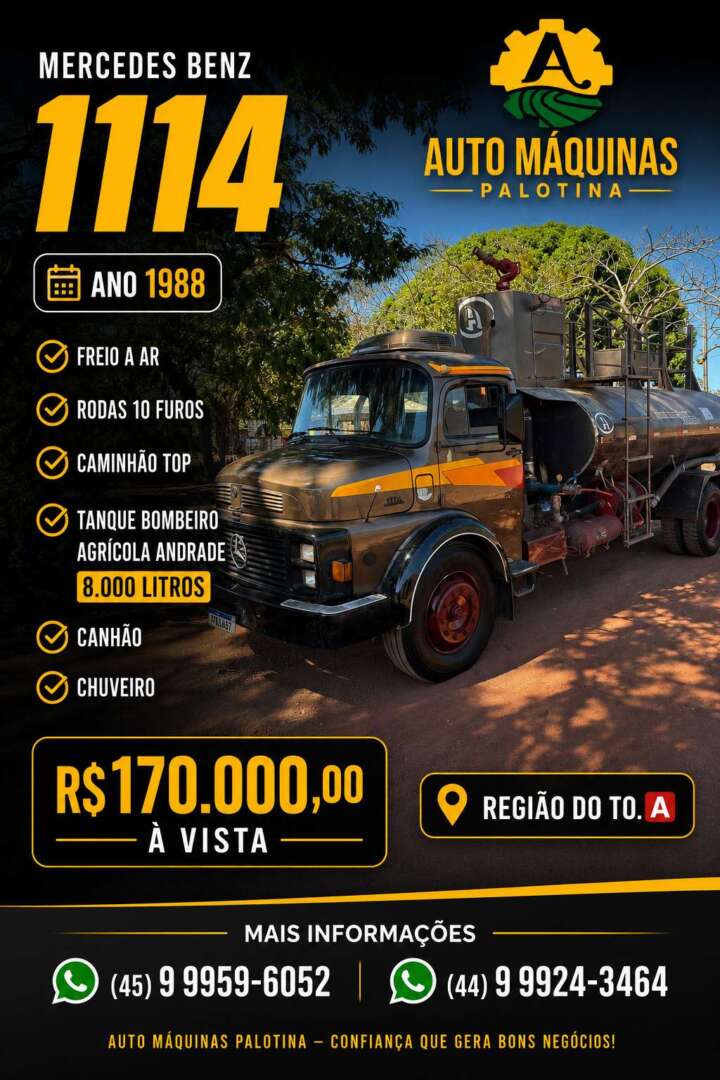 Caminhão MERCEDES BENZ MB 1114 Bombeiro ANO 1988 de Auto Máquinas Palotina no Paraná
