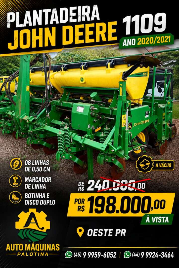 PLANTADEIRA JOHN DEERE PLANTADEIRAS 1109 ANO 2019 de Auto Máquinas Palotina no Paraná