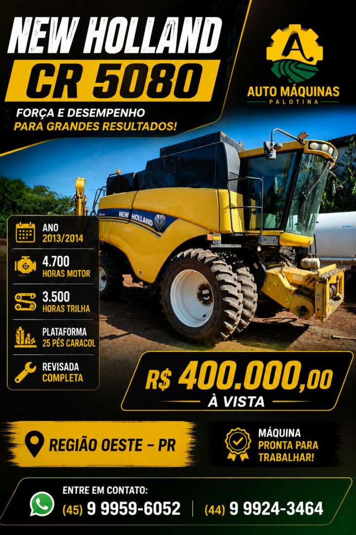 COLHEITADEIRA NEW HOLLAND CR 5080 ANO 2013 de Auto Máquinas Palotina no Paraná