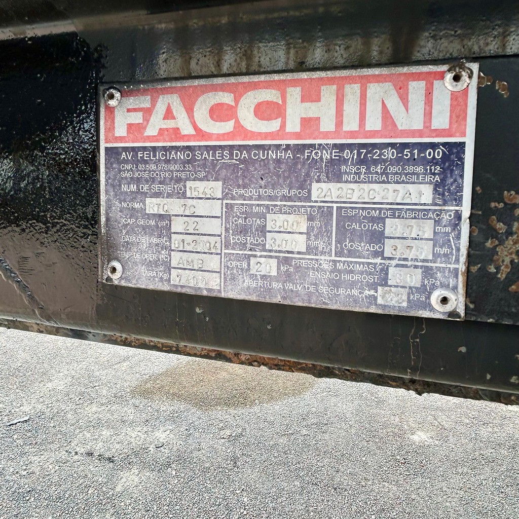 Carreta BITREM TANQUE AÇO Facchini ANO 2004 4 Eixos de Patio 201 Caminhoes e Carretas no Paraná