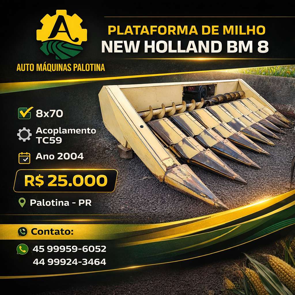 PLATAFORMA COLHEITADEIRA NEW HOLLAND MILHO ANO 2004 de Auto Máquinas Palotina no Paraná