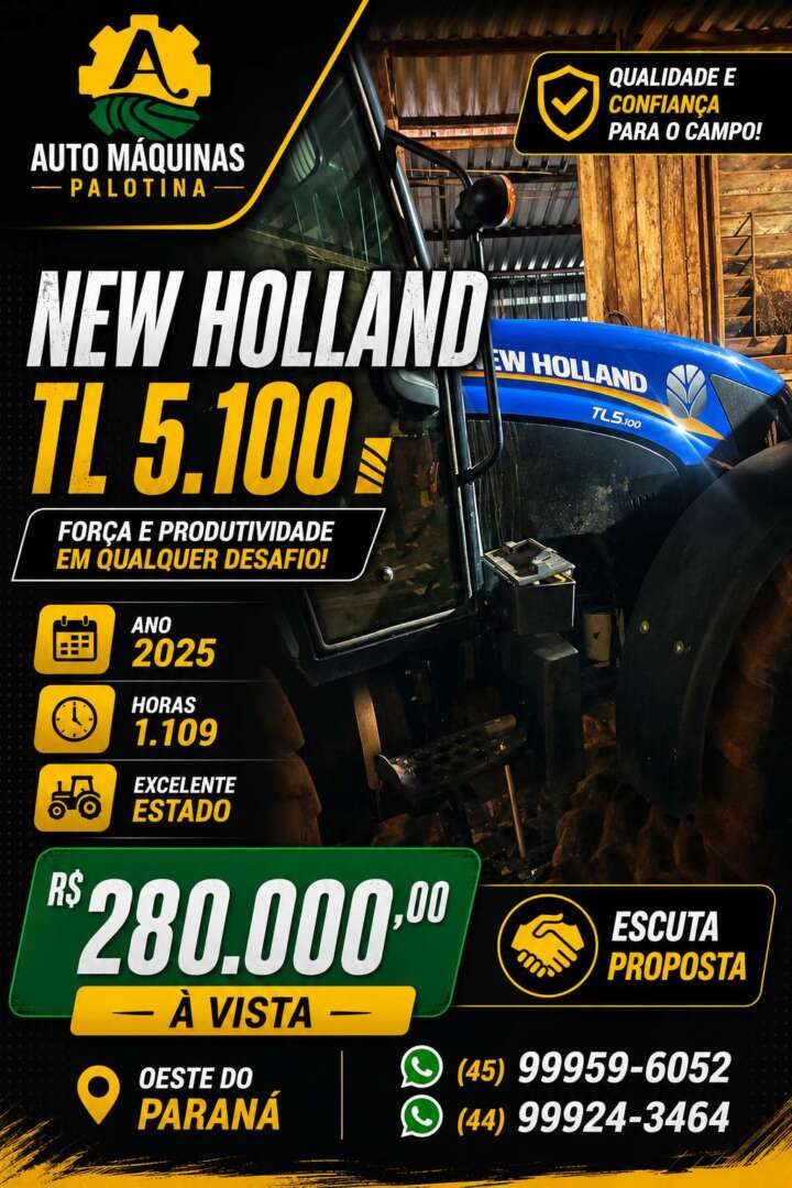 TRATOR NEW HOLLAND NEW TL5.100 ANO 2025 de Auto Máquinas Palotina no Paraná