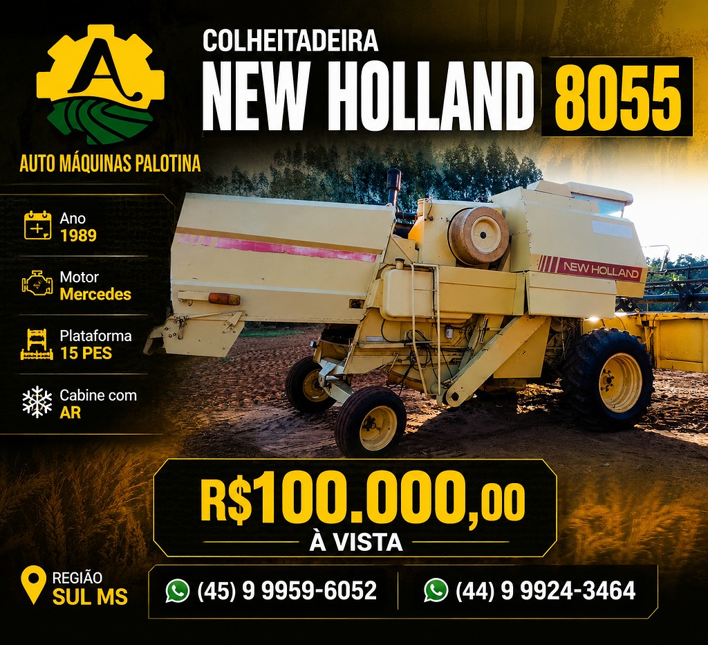 COLHEITADEIRA NEW HOLLAND NH 8055 ANO 1989 de Auto Máquinas Palotina no Paraná